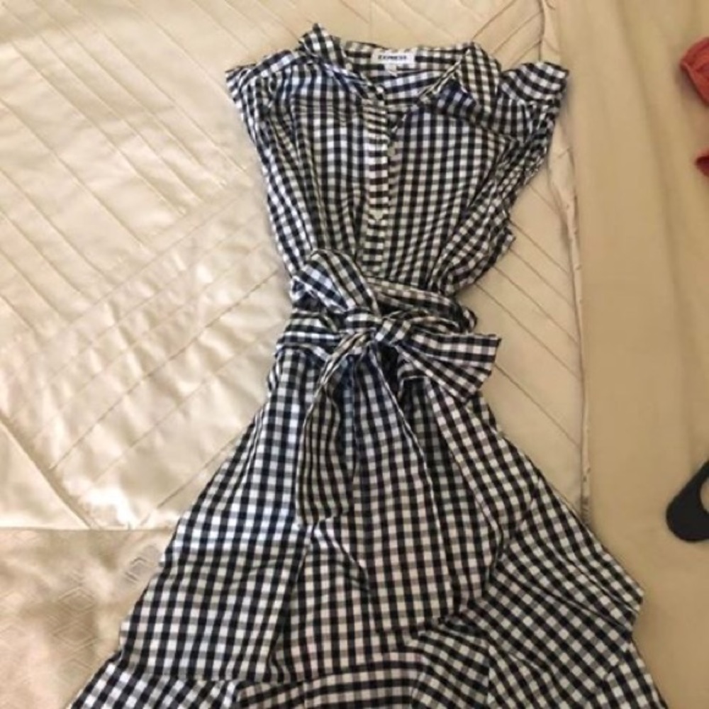 Gingham print mini dress
